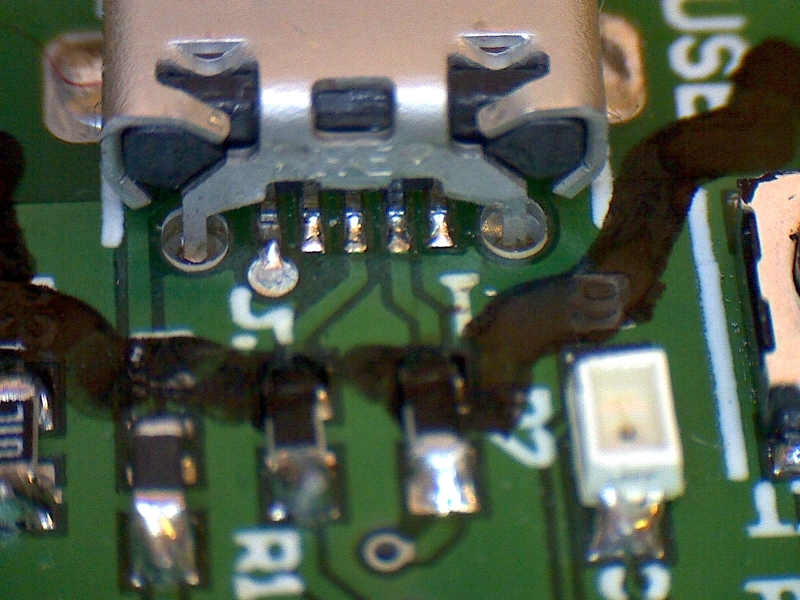 badly soldered micro USB header