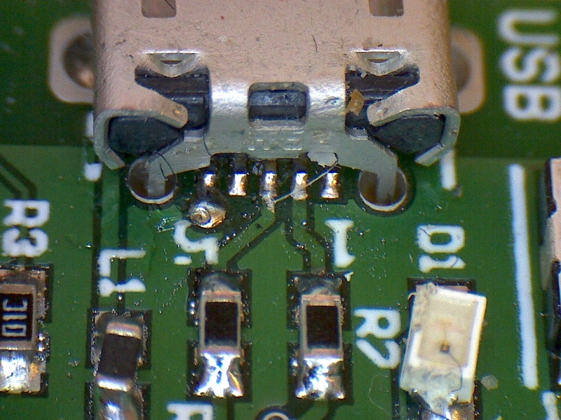 properly soldered micro USB header