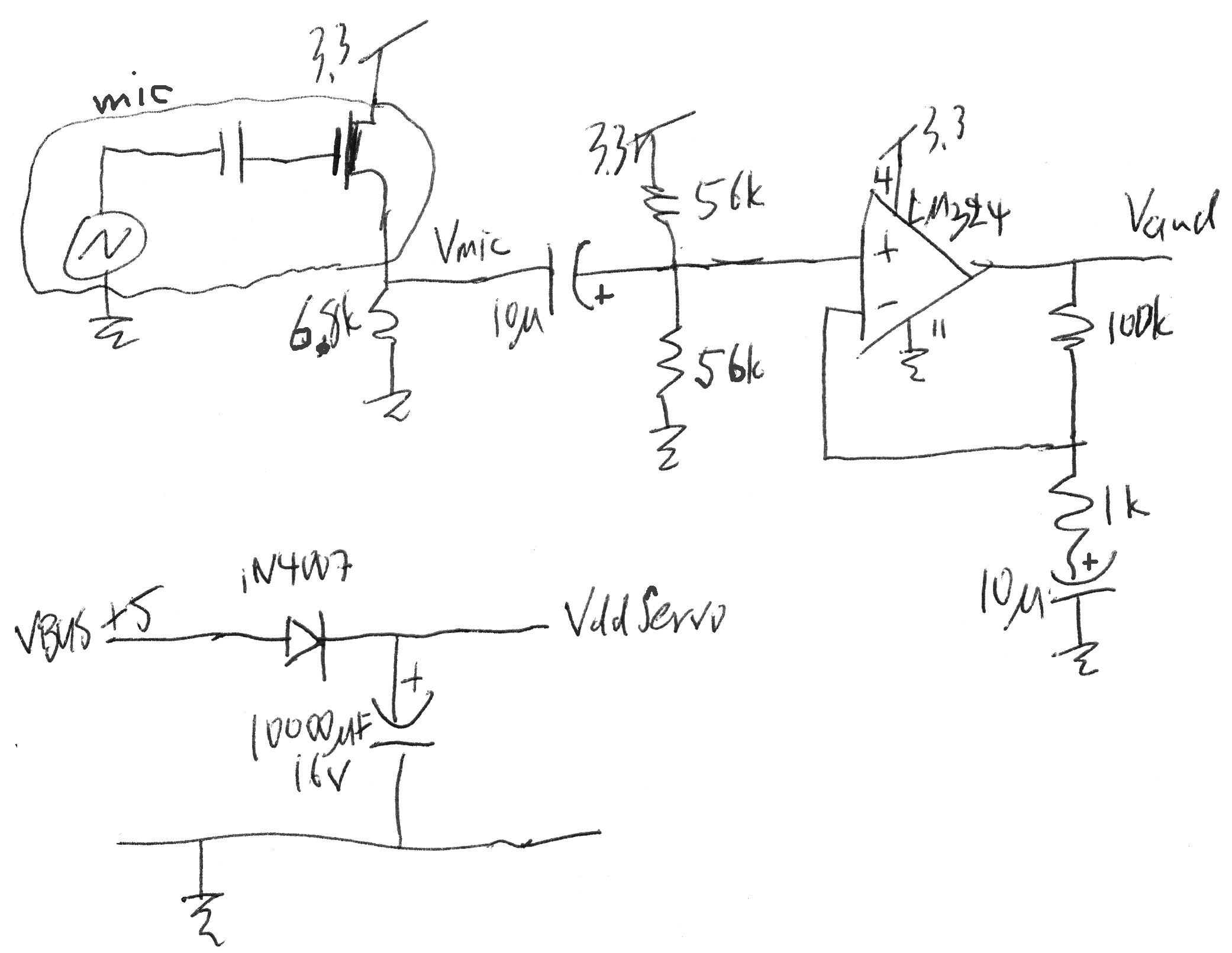 Microphone preamp and servo power supply